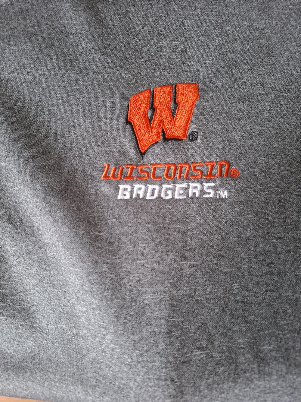 Pro Edge Gray Pullover with Orange Wisconsin 'W' Embroidery
